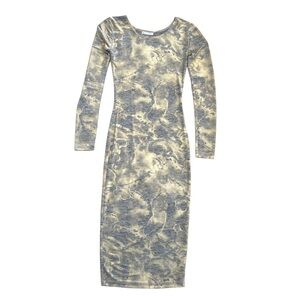Eve + Enoch Metallic Silver/Gold Long Sleeve Fitted Dress - Size XS